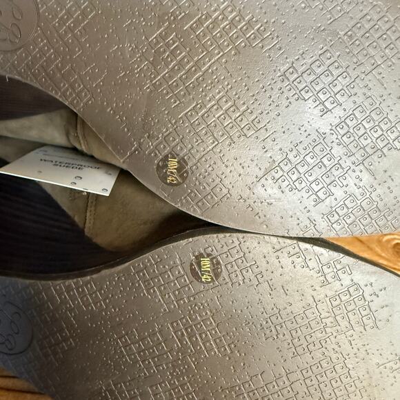 Lucky Brand Waterproof Leather Suede Wedge Yimina Ankle Boot Booties Sz 10 Green - Picture 15 of 16